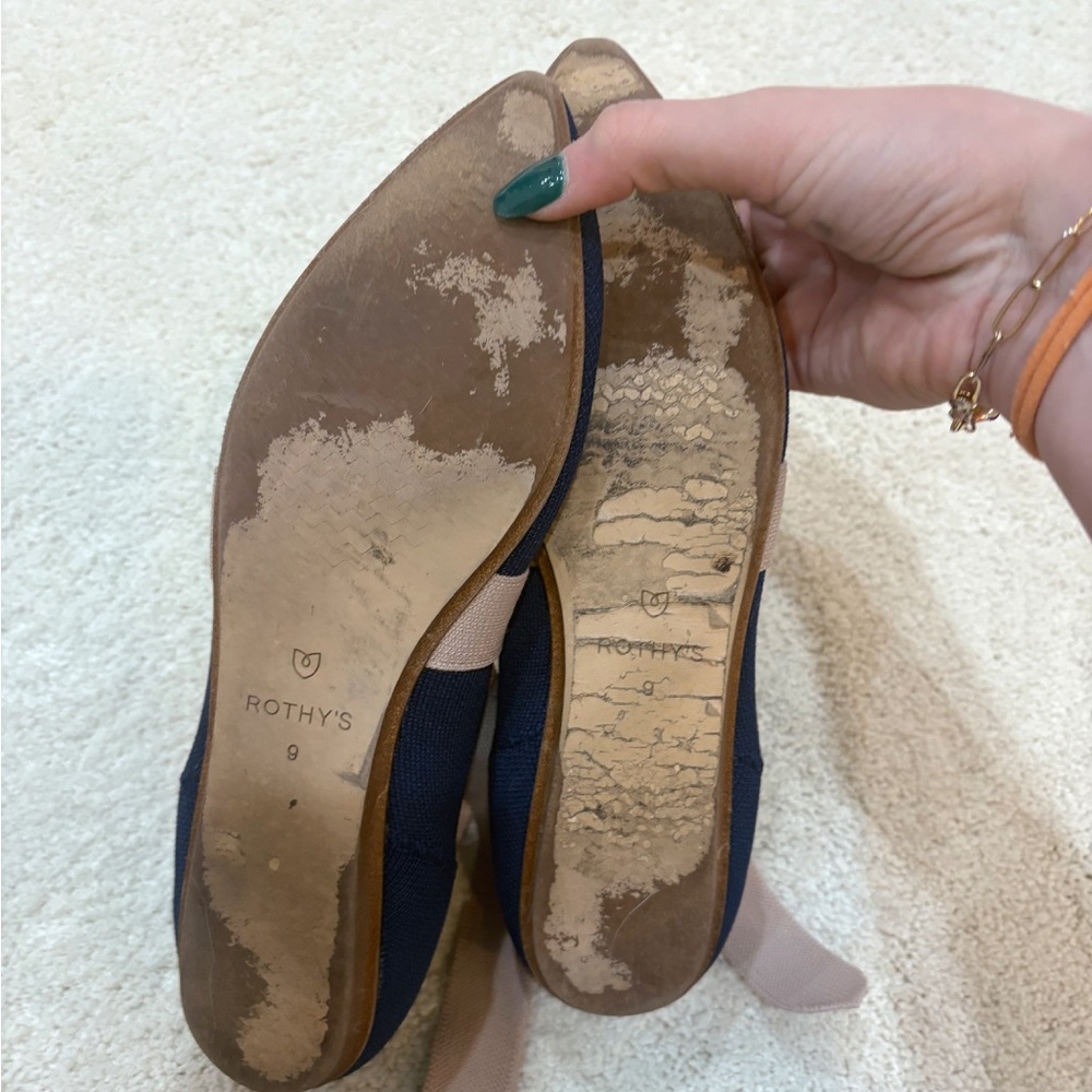 Rothy's The Slip On Mary Jane Knit Bow Women's Blue Ballet Flats Size 9 - Picture 5 of 5
